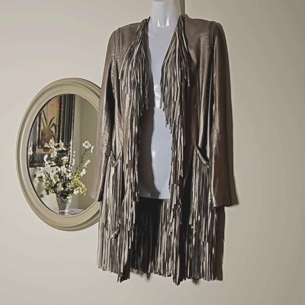 L'ANGCE Lambskin Fringe Jacket